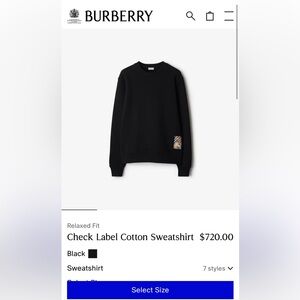 Burberry Mens Black Pullover